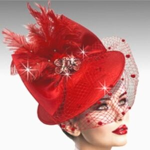 Beloved Millinery Fabulous Red Couture Fascinator Veil Kentucky Derby Church